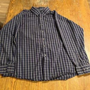 Men’s XL/TG pro series Ariat button down. Blue, purple with yellow stripes.